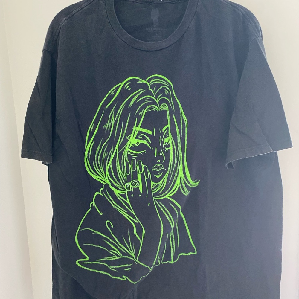 Black T-Shirt with Neon Green Graphic
